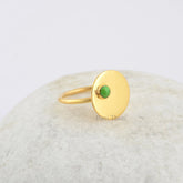 Turquoise Gemstone Sterling Silver Ring Natural Copper Green Turquoise, Disc Ring, Bezel Ring, Rings for Women